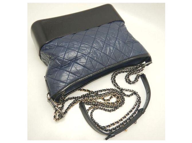 Borsa a Spalla Gabrielle de Chanel Nero Blu navy - vista 4
