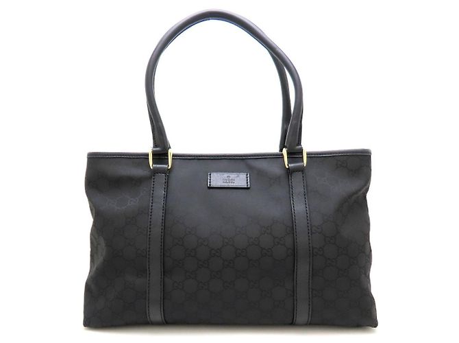 Borsa Tote Gucci in tela GG nera e pelle Nero - vista 2