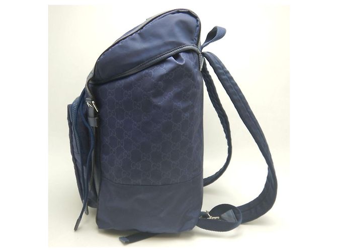 Zaino Gucci Guccissima in nylon blu navy - vista 3
