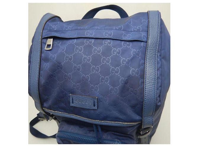 Zaino Gucci Guccissima in nylon blu navy - vista 6