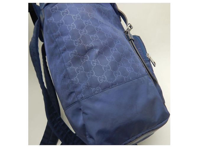 Zaino Gucci Guccissima in nylon blu navy - vista 8