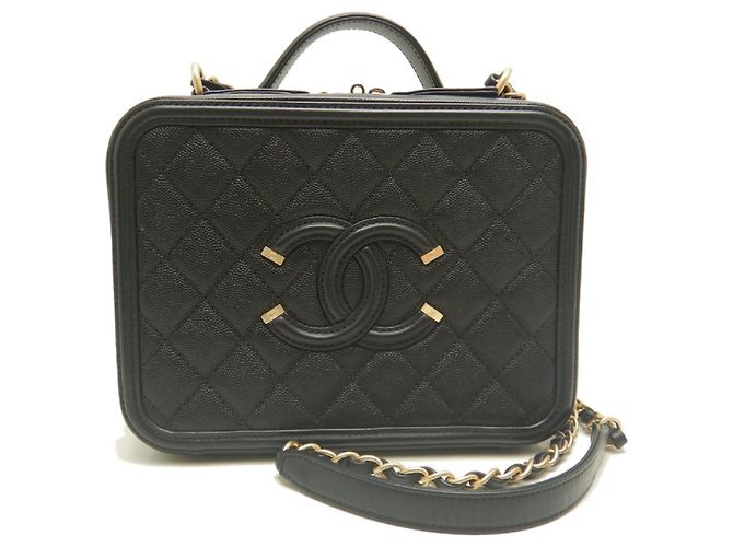 Borsa a tracolla vanity case Chanel CC Filigree Nero - vista 2
