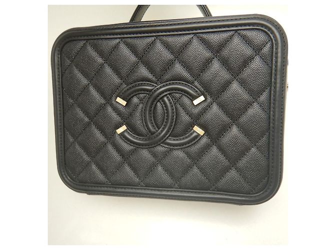 Borsa a tracolla vanity case Chanel CC Filigree Nero - vista 9