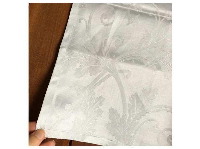 5x serviettes Christofle Orangerie satin coton Gris damassé Argenté - vue 3