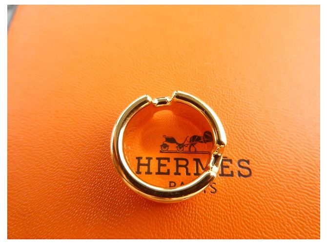 Hermès Olympe Ring Schwarz Leder Gold Größe 52 Golden - Ansicht 2
