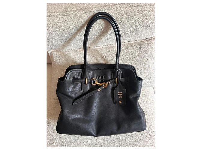 Miu Miu borsa in pelle nera Nero - vista 2
