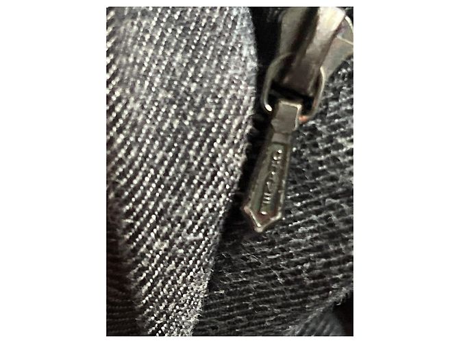 Calça Chanel de lã cinza com laços de cetim preto - vista 10