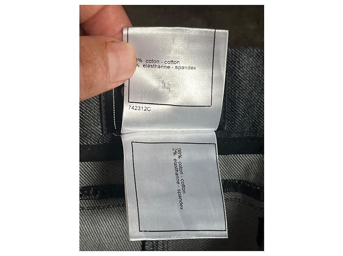 Calça Chanel de lã cinza com laços de cetim preto - vista 7