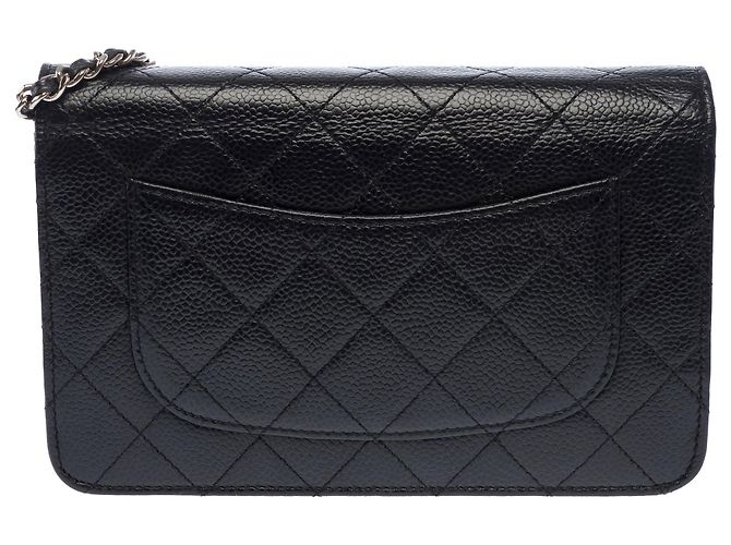 Borsa CHANEL Wallet on Chain in Pelle Nera - 103736 Nero - vista 4