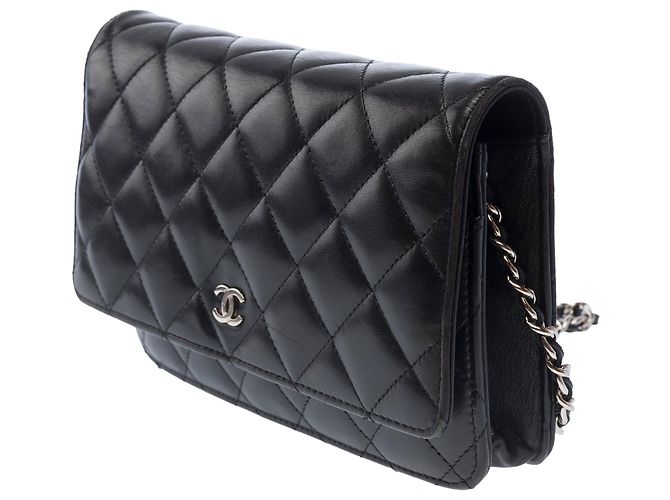 Borsa CHANEL Wallet on Chain in Pelle Nera - 103722 Nero - vista 4