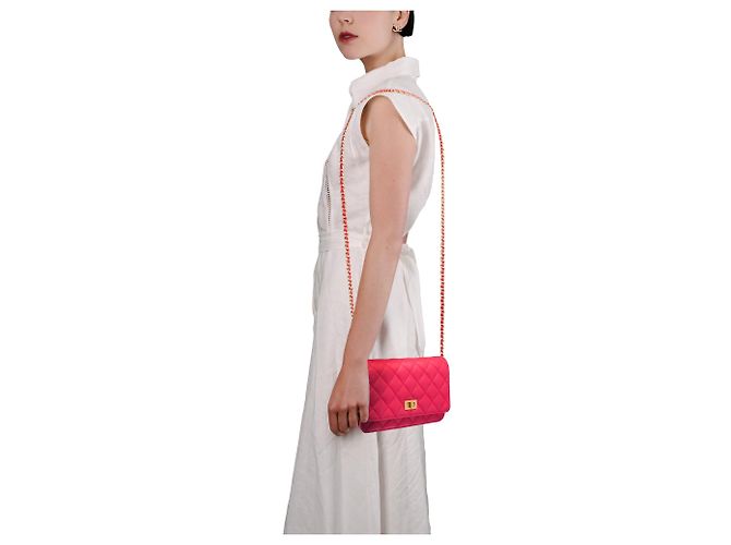 Bolsa CHANEL Wallet on Chain em Couro Rosa - 103723 - vista 12