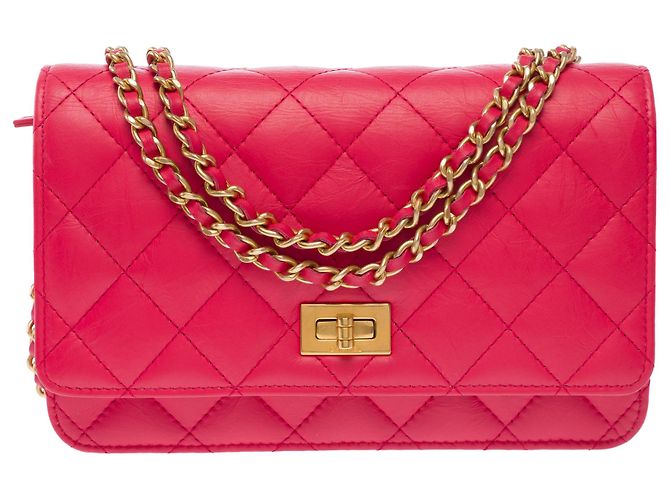 Bolsa CHANEL Wallet on Chain em Couro Rosa - 103723 - vista 2