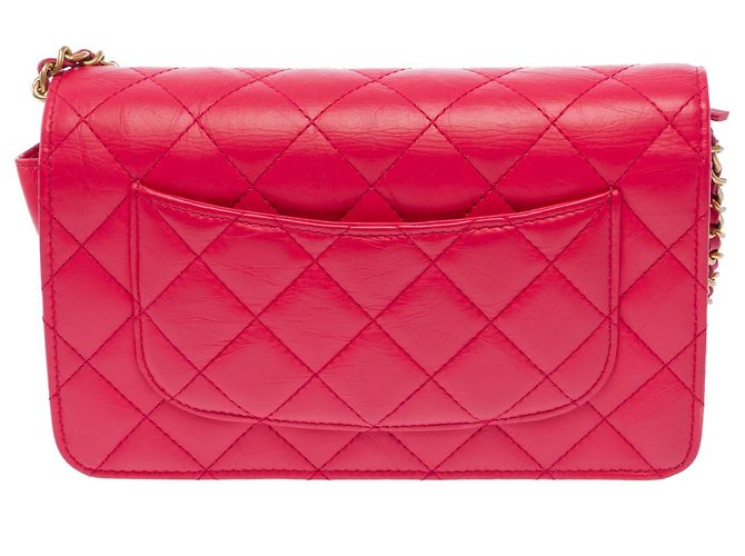Bolsa CHANEL Wallet on Chain em Couro Rosa - 103723 - vista 3