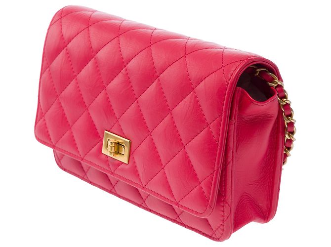Bolsa CHANEL Wallet on Chain em Couro Rosa - 103723 - vista 4