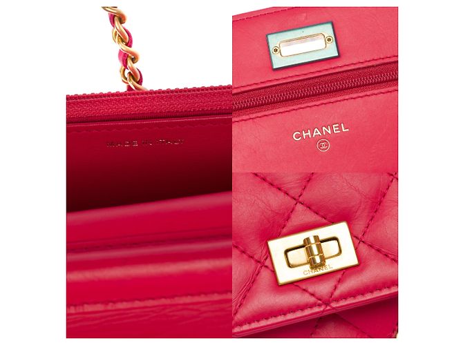 Bolsa CHANEL Wallet on Chain em Couro Rosa - 103723 - vista 6