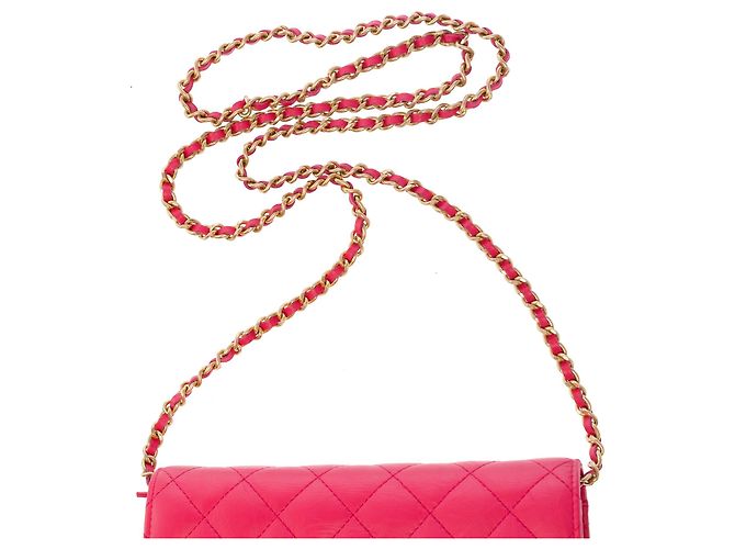 Bolsa CHANEL Wallet on Chain em Couro Rosa - 103723 - vista 9