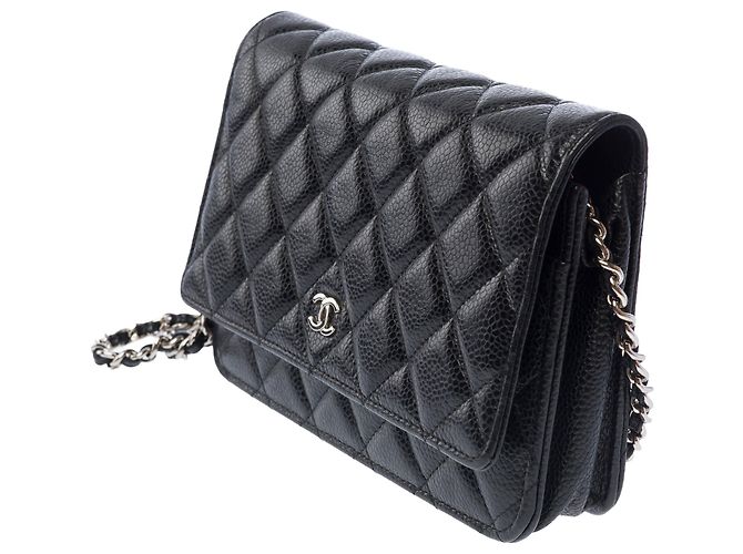 Borsa CHANEL Wallet on Chain in Pelle Nera - 103733 Nero - vista 4