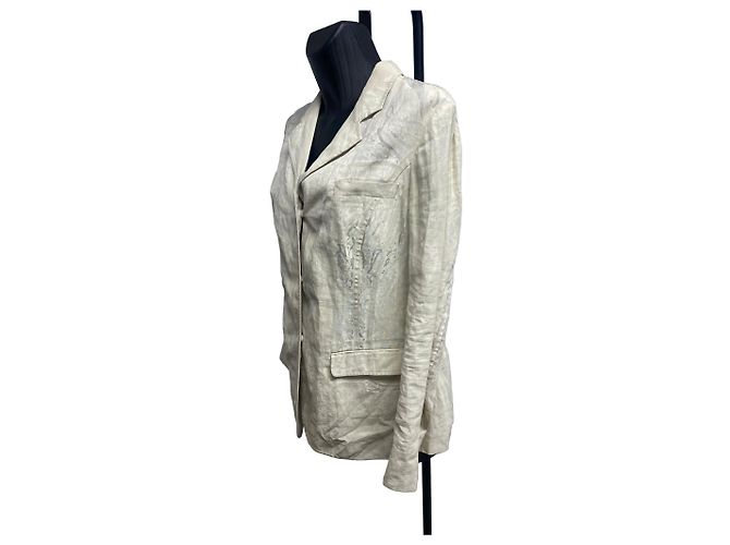 Blazer Prada Vintage con stampa astratta 100% lino – Made in Italy (IT 46) - vista 2