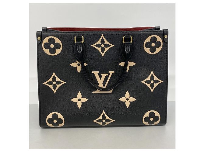 Borsa Tote Louis Vuitton Monogram Empreinte Bicolor OnTheGo MM Nero Beige - vista 11