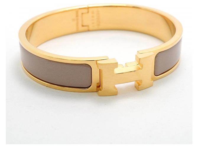Hermès Pulsera Hermes Bangle Clic Clac PM GP Bañada en Oro Beige Dorado - vista 2