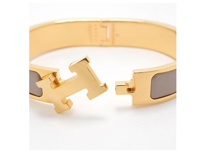 Hermès Pulsera Hermes Bangle Clic Clac PM GP Bañada en Oro Beige Dorado - vista 4