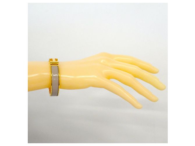 Hermès Pulsera Hermes Bangle Clic Clac PM GP Bañada en Oro Beige Dorado - vista 6