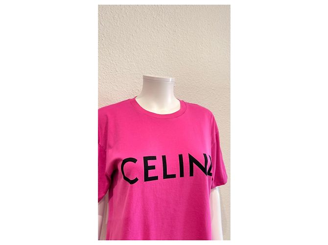 Céline Camiseta Celine Paris Logo Rosa - vista 2