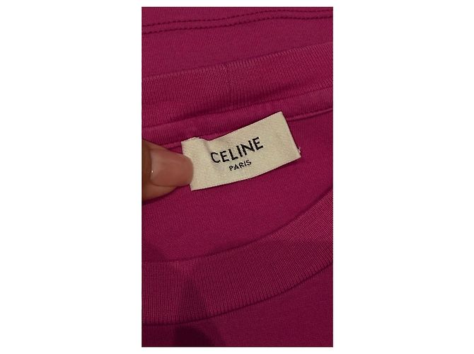 Céline Camiseta Celine Paris Logo Rosa - vista 3