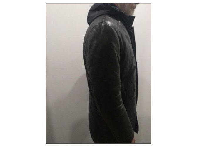 Parka con capucha de cuero negro Karl Lagerfeld - vista 2
