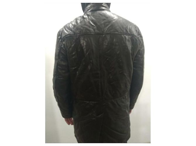 Parka con capucha de cuero negro Karl Lagerfeld - vista 3