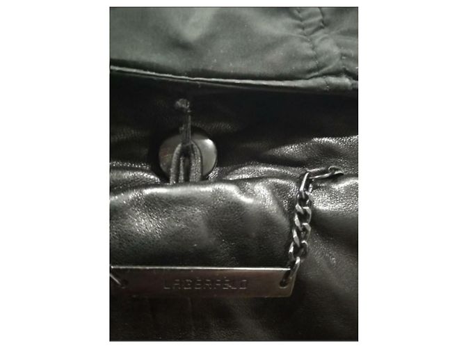 Parka con capucha de cuero negro Karl Lagerfeld - vista 8