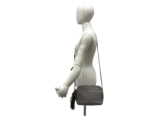 Borsa a tracolla in pelle grigia Saint Laurent Marrone - vista 2