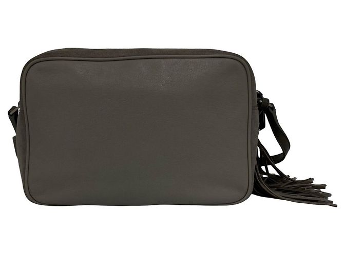 Borsa a tracolla in pelle grigia Saint Laurent Marrone - vista 3