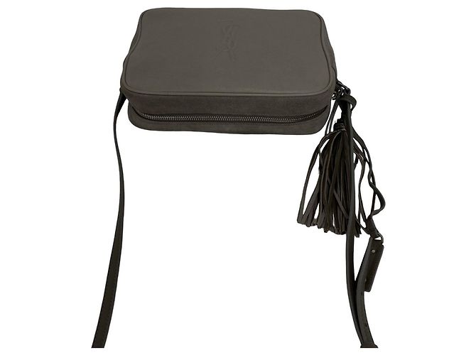 Borsa a tracolla in pelle grigia Saint Laurent Marrone - vista 4