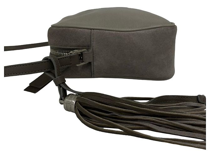 Borsa a tracolla in pelle grigia Saint Laurent Marrone - vista 5