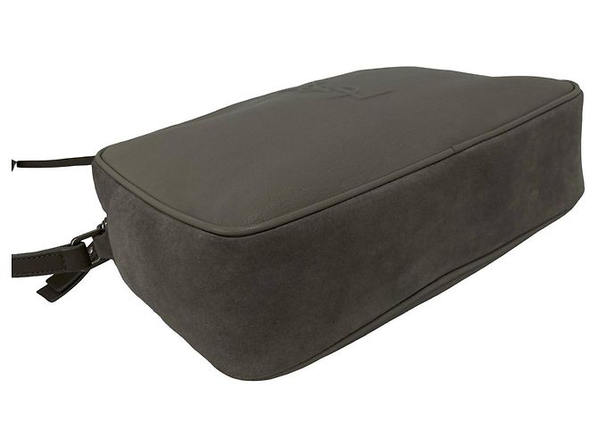 Borsa a tracolla in pelle grigia Saint Laurent Marrone - vista 7