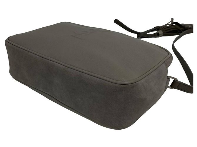 Borsa a tracolla in pelle grigia Saint Laurent Marrone - vista 8