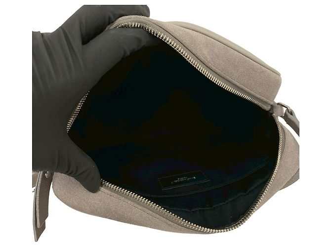 Borsa a tracolla in pelle grigia Saint Laurent Marrone - vista 9