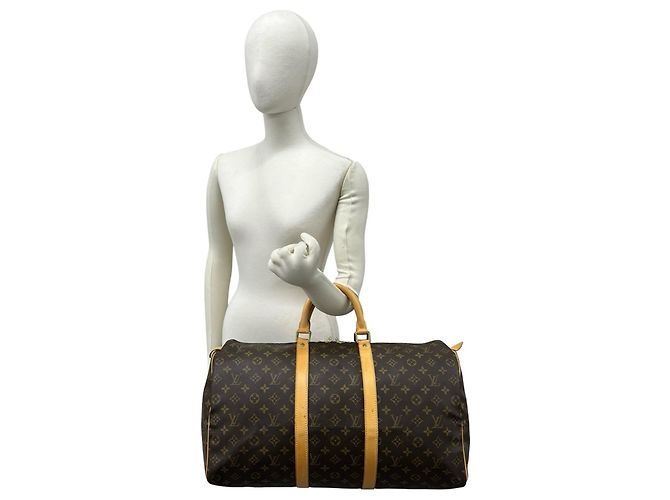 Borsa Boston Louis Vuitton Vintage Keepall 50 Monogram Leather Marrone - vista 2