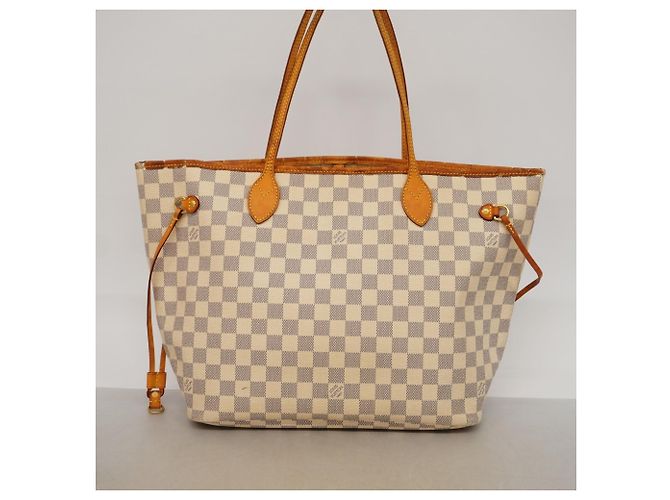 Borsa Tote Louis Vuitton Damier Azur Neverfull MM Bianco - vista 11