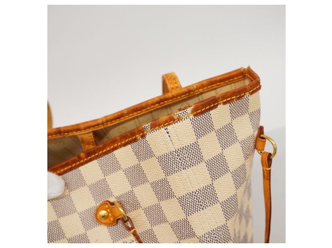 Borsa Tote Louis Vuitton Damier Azur Neverfull MM Bianco - vista 7