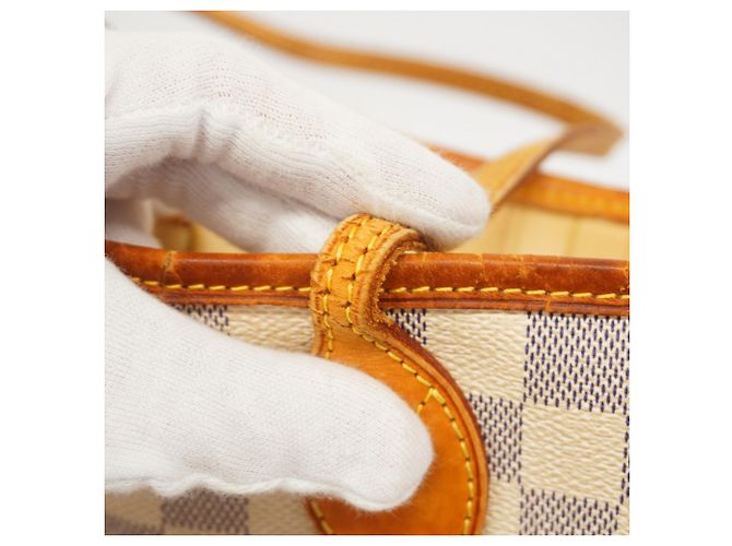 Borsa Tote Louis Vuitton Damier Azur Neverfull MM Bianco - vista 9