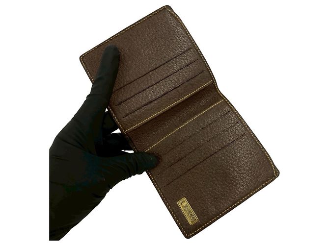 Cartera de cuero con patrón GG Vintage Gucci Castaño - vista 7