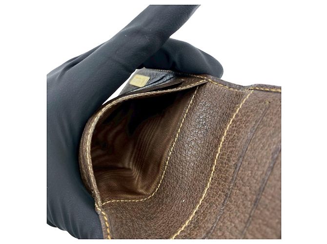 Cartera de cuero con patrón GG Vintage Gucci Castaño - vista 9