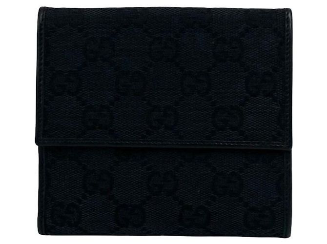 Portafoglio Bi-Fold Gucci in tela e pelle nera Nero - vista 2