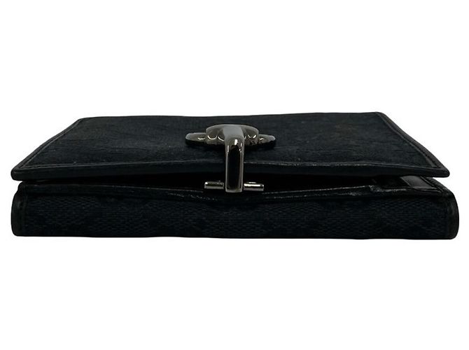 Portafoglio Bi-Fold Gucci in tela e pelle nera Nero - vista 3
