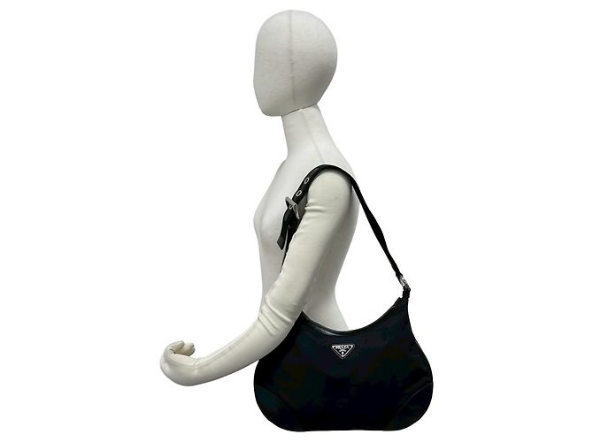 Tote a spalla in nylon e pelle Prada Nero - vista 2
