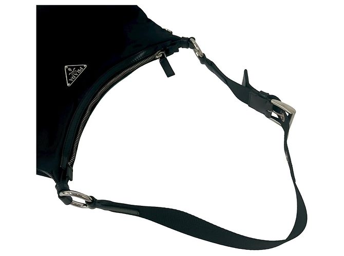 Tote a spalla in nylon e pelle Prada Nero - vista 4