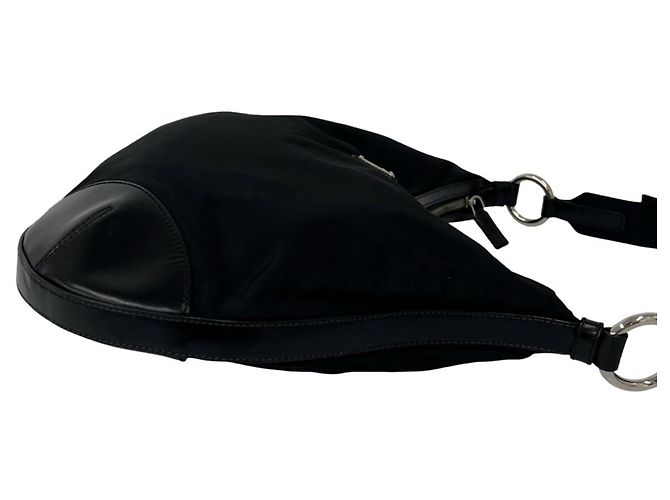 Tote a spalla in nylon e pelle Prada Nero - vista 6