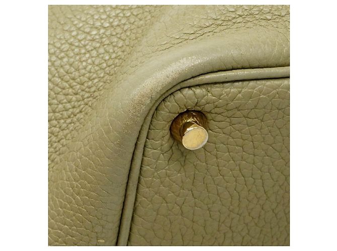 Hermès Borsa Hermes Picotin Lock PM in pelle Taurillon Clemence grigia Marrone - vista 6